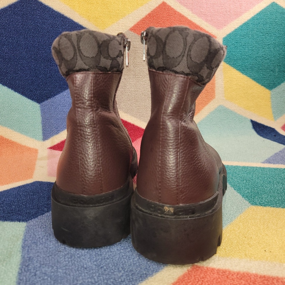 Coach Mens City Sole Boots Brown Signature Jacquard‎ Lug Sole Zipper Size 12 D - Picture 5 of 10